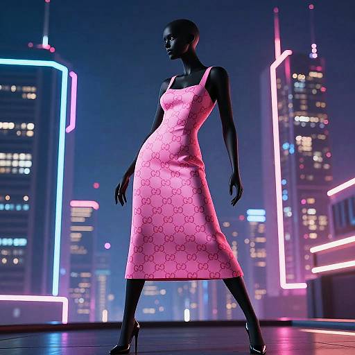 Futuristic Pink Gucci Dress Scene