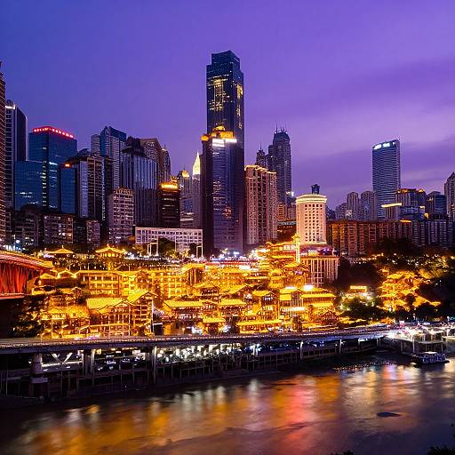 Vibrant City Skyline at Dusk