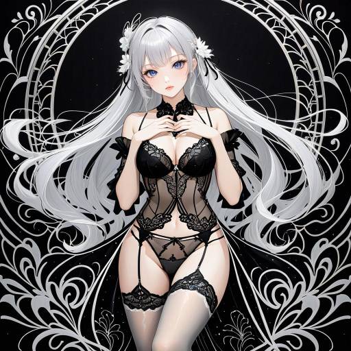 Elegant Woman in Silver Lingerie