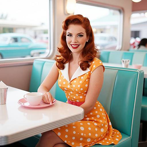 1950s Pin-Up Woman at Retro Diner