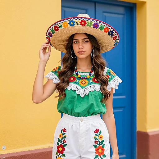 Vibrant Young Woman in Colorful Attire