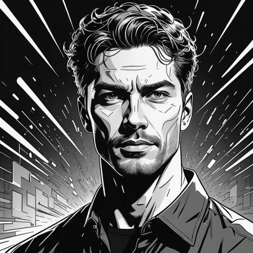 Black and White Graphic Portrait of a Man