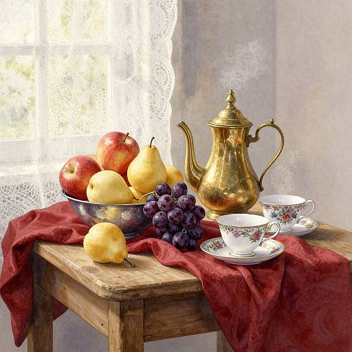 Sunlit Rustic Kitchen Still Life