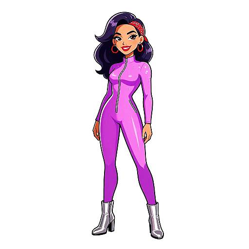Retro-Futuristic Woman in Pink Jumpsuit