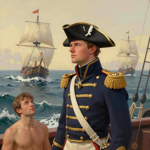 Stormy Seas: Naval Officer Illustration