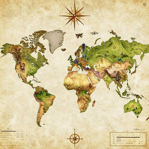 Vibrant Fantasy World Map Concept