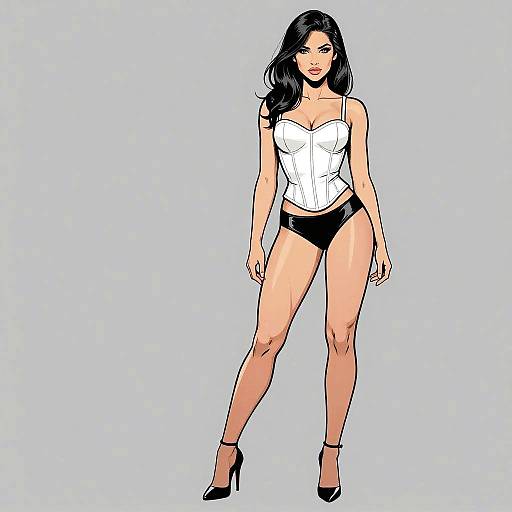 Confident Woman in Corset Comic Style
