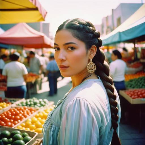 Vibrant Market Scene with Latina Artist Vibrant Market Scene with Latina Artist