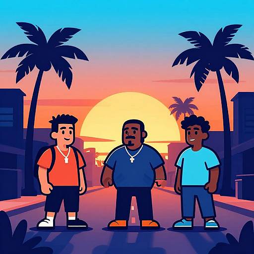 Boondocks Urban Sunset Vector Art