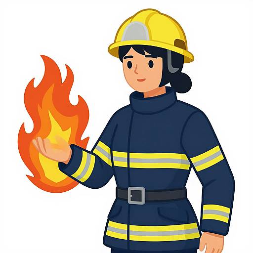 Female Firefighter in Action
