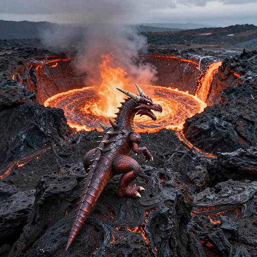 Dramatic Volcanic Drake Rider Scene