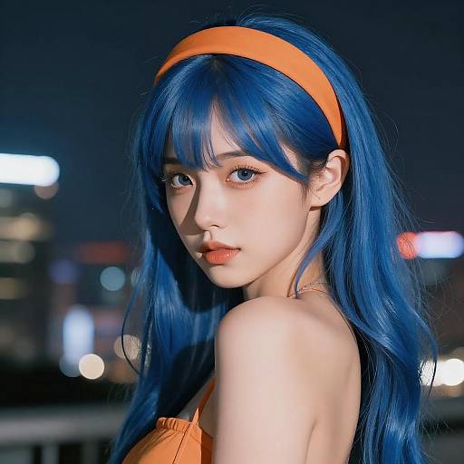 Confident Woman with Blue Hair Illustration