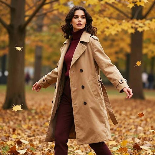 Fashion-Forward Woman in Autumn Park