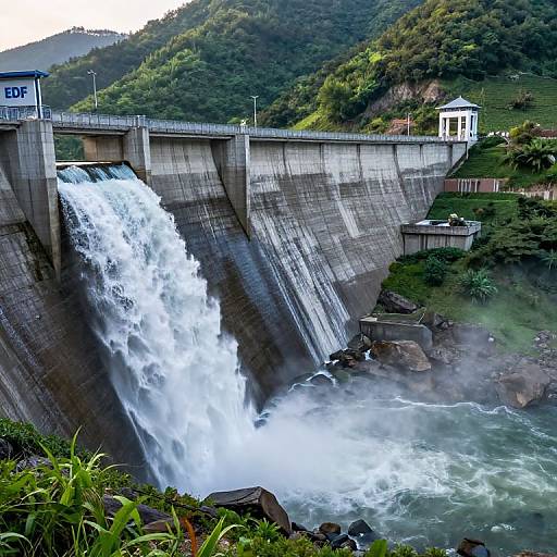 Hydroelectric Dam in Lush Mountains