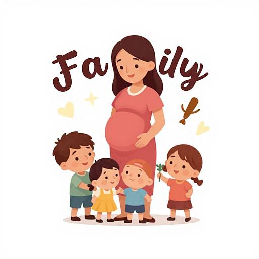 Cartoon Pregnant Family Logo Design