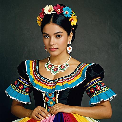 Elegant Folklorico Dance in Colorful Dress