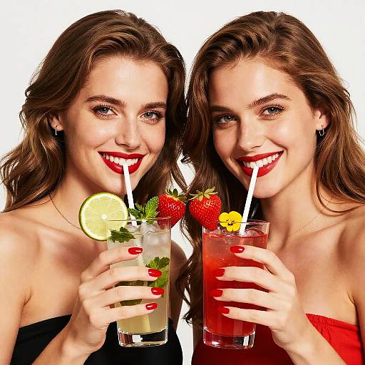 Two Women Holding Colorful Cocktails