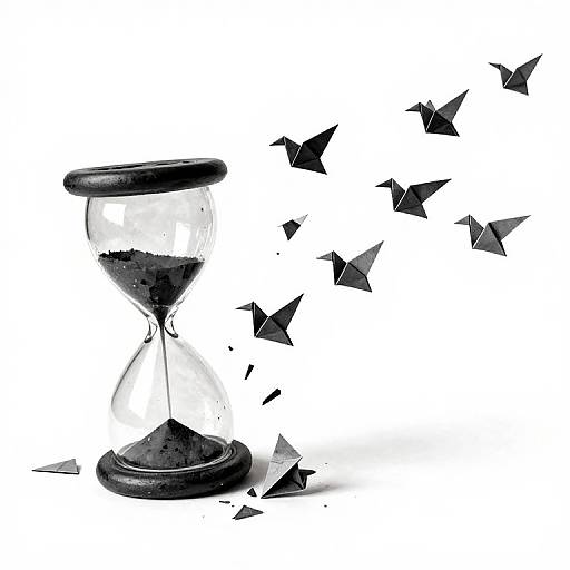 Origami Birds Flying Through Time