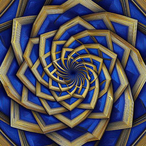 Abstract Blue and Gold Swirling Geometric Pattern