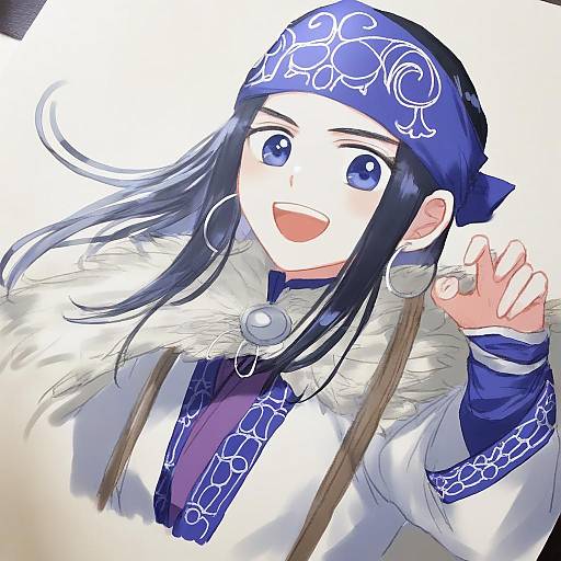 Illustration of Asirpa, golden kamuy in the style of Romi (346 ura)