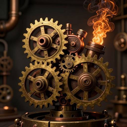 Intricate Steampunk Gears and Pipes
