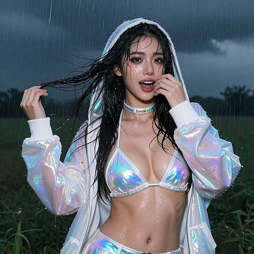 Iridescent Rainy Night Portrait