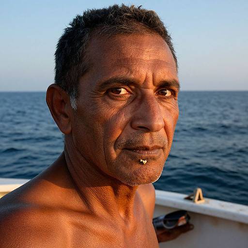 Weathered Fisherman at Sunset