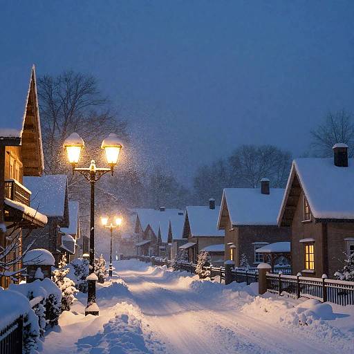 Magical Snowy Night Village Scene