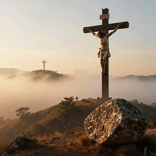 Photorealistic Resurrection Scene at Golden Hour