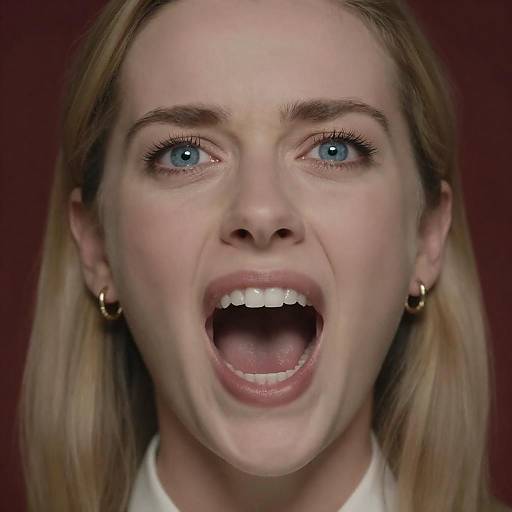 Intense Close-Up of a Screaming Woman