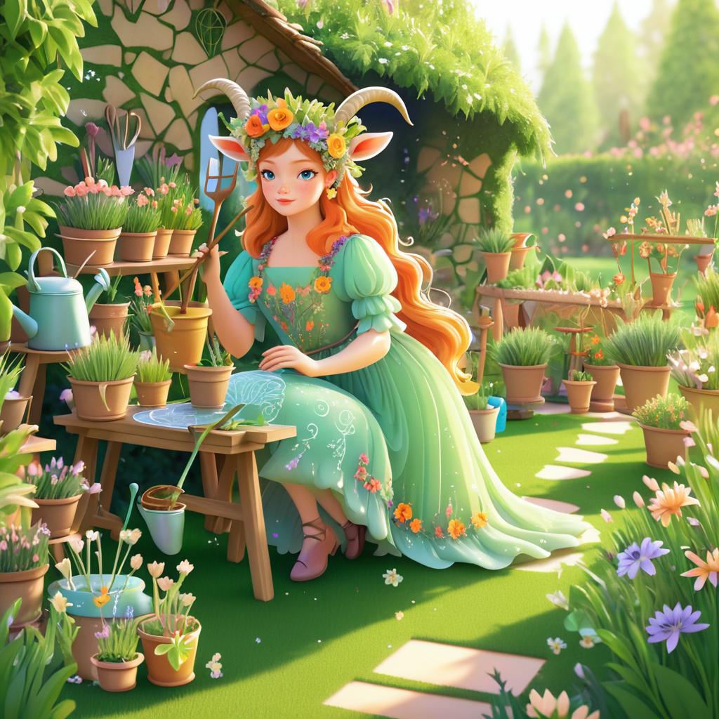 Charming Fairy Goat in a Garden