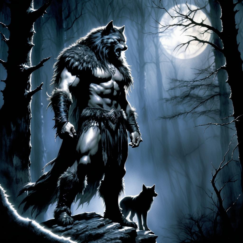 Brooding Werewolf at Dark Forest Edge