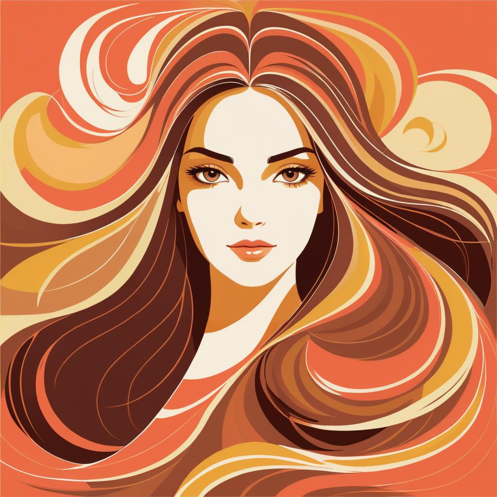 Abstract Portrait of a Girl with Flowing Hair