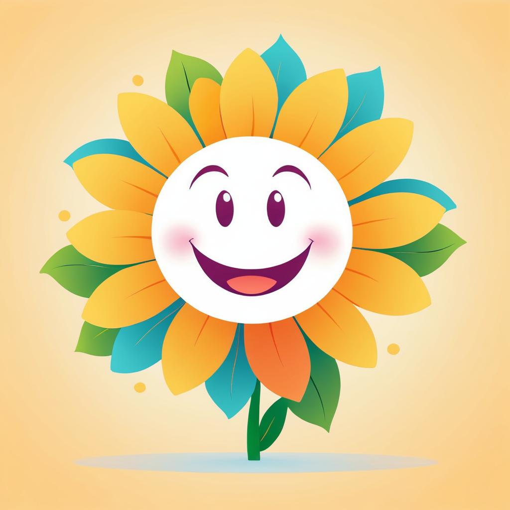 Cute Cartoon Flower with Joyful Expression