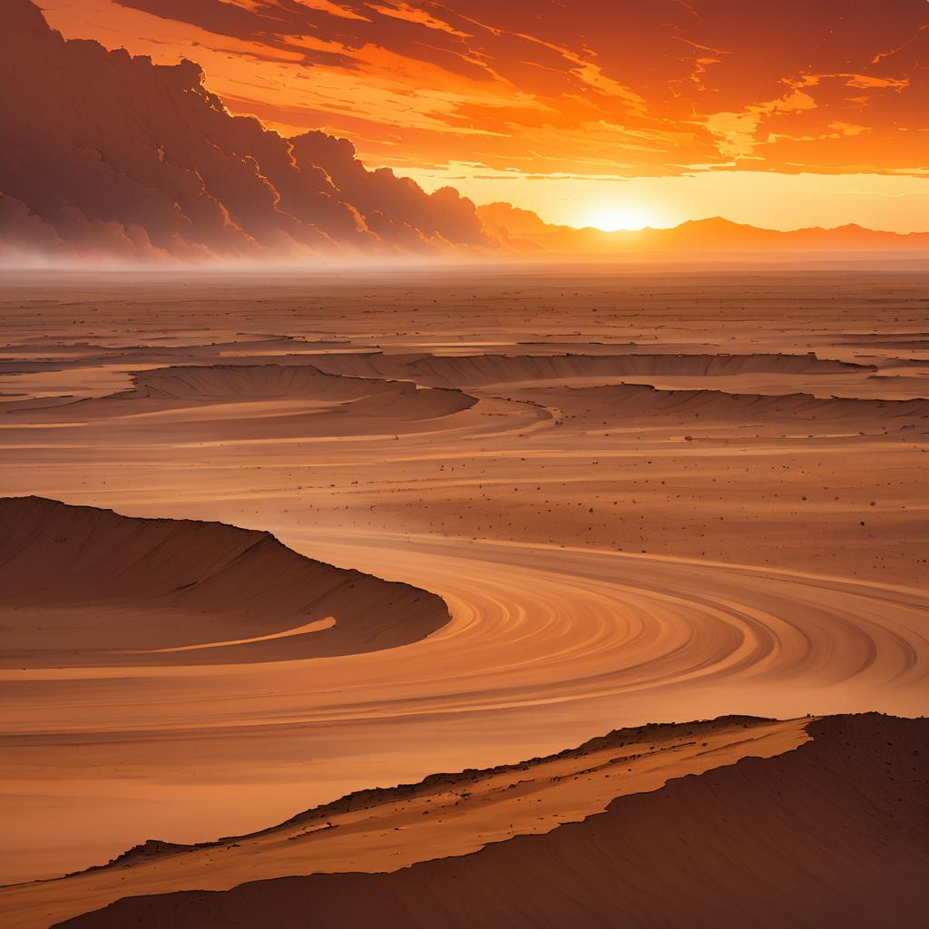 Breathtaking Desert Crater at Sunset