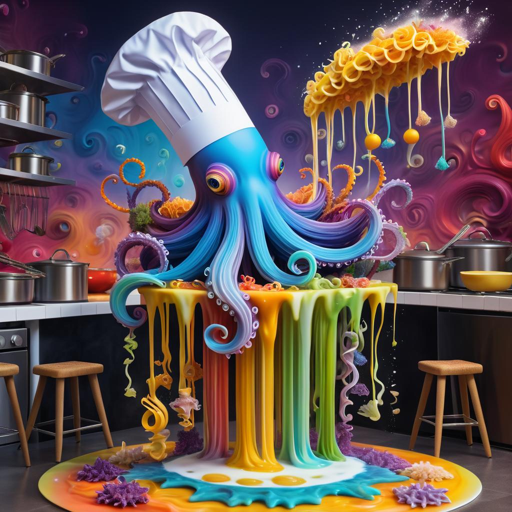 Whimsical Surreal Chef Octopus Fantasy