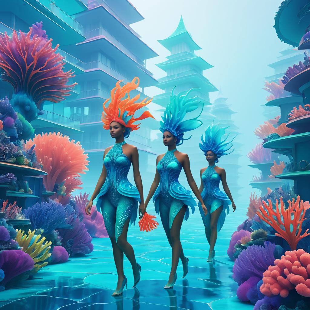 Merfolk in Modern Art: Foggy Town Walk