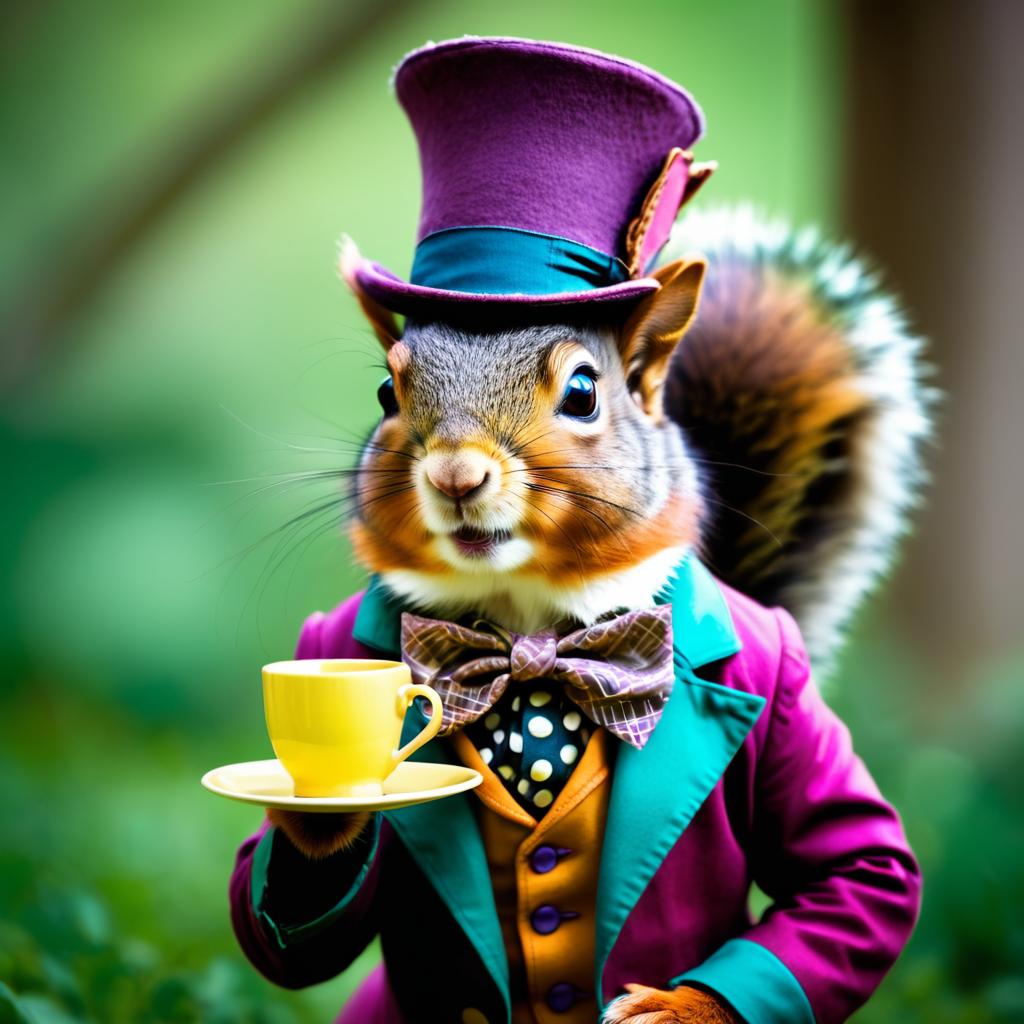 Whimsical Squirrel as The Mad Hatter