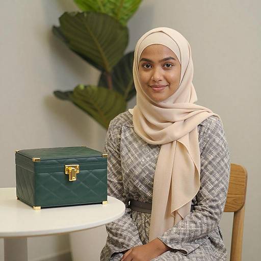 Portrait of Woman in Beige Hijab