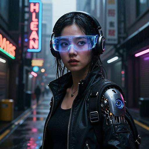 Cyberpunk Gemma Chan Futuristic Hacker