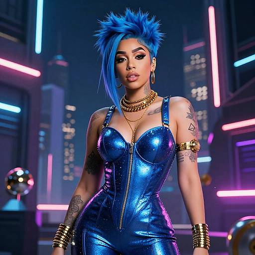 Cardi B Cyberpunk Neon Portrait