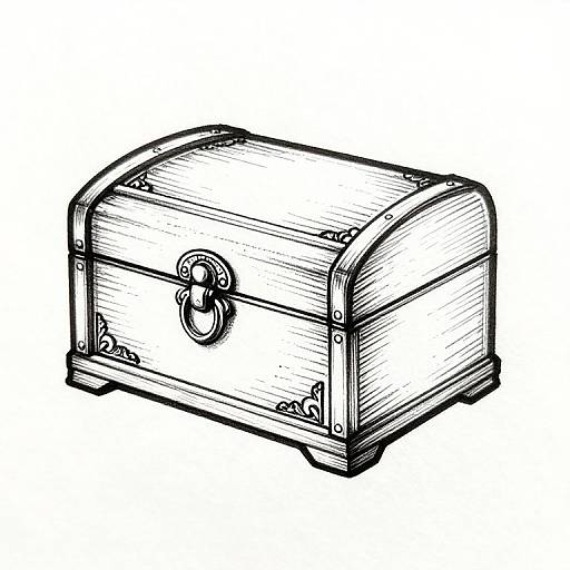 Elegant Wooden Chest Line Drawing