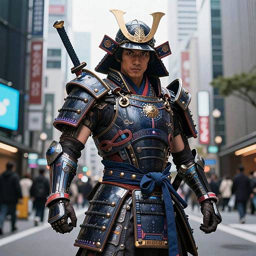 Futuristic Samurai Warrior in Tokyo