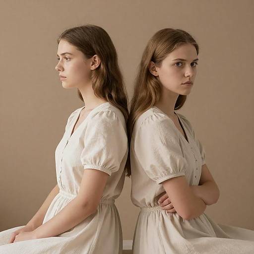 Two Women in Light Ured Dresses