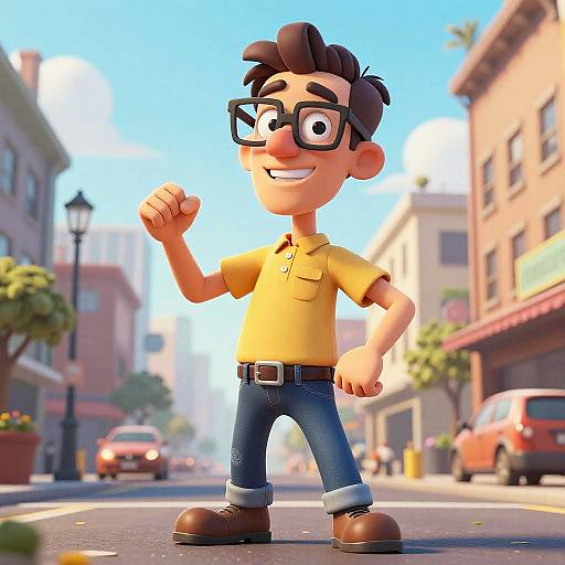 Vibrant Cartoon Tall Guy Urban