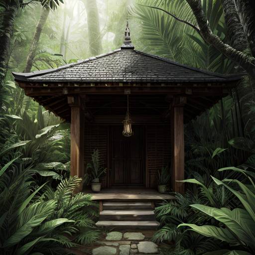 Hidden Jungle Shrine in Tropical Rainforest