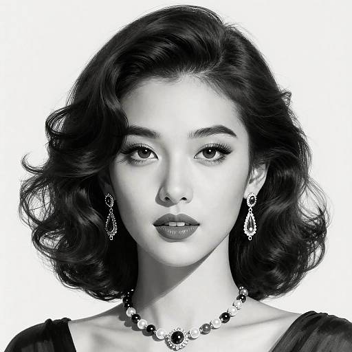 Elegant Black and White Portrait Illustration