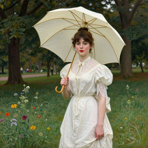 Lady with Parasol in Lush Park