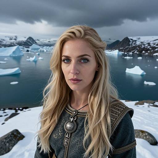 Aerial Portrait of Viking-Inspired Woman