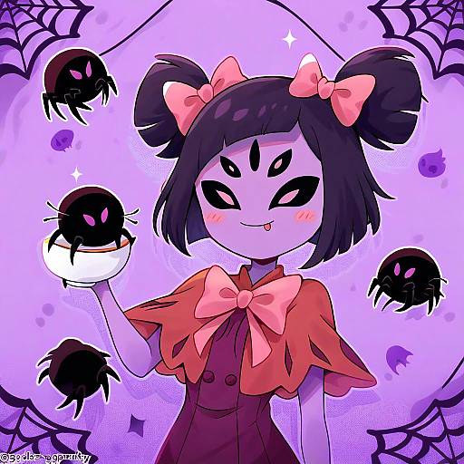 Illustration of Muffet, undertale in the style of Goom (goomyparty)